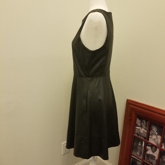 Sleeveless Faux Leather Vegan Little Black Dress - Picture 2 of 6